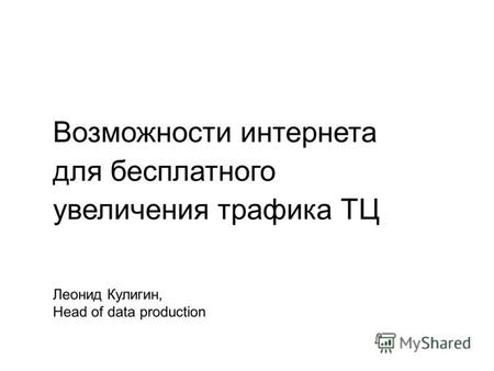 Возможности интернета для бесплатного увеличения трафика ТЦ Леонид Кулигин, Head of data production.