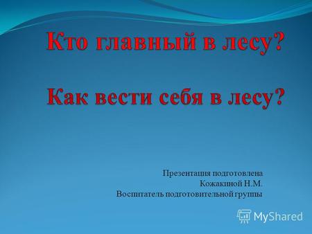 Презентация подготовлена Кожакиной Н.М. Воспитатель подготовительной группы.