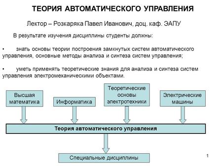 Реферат: Динамический синтез системы управления