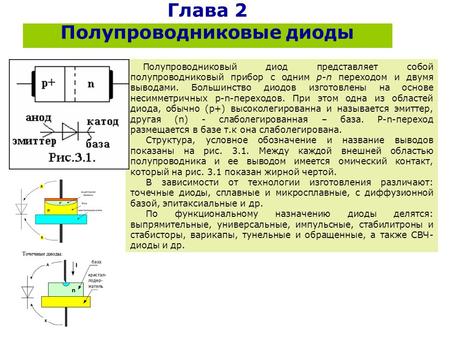 Реферат: Полупроводниковые нелинейные элементы: полупроводниковые диоды