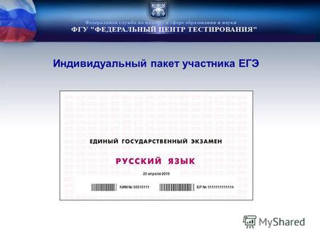 Индивидуальный пакет участника ЕГЭ БР 3111111111114 КИМ 55515111 20 апреля 2010.