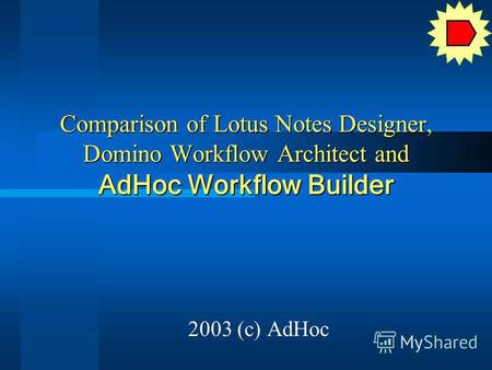 Comparison of Lotus Notes Designer, Domino Workflow Architect and AdHoc Workflow Builder 2003 (c) AdHoc.