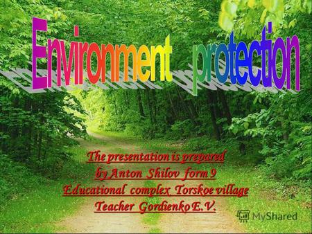 The presentation is prepared by Anton Shilov form 9 Educational complex Torskoe village Teacher Gordienko E.V.