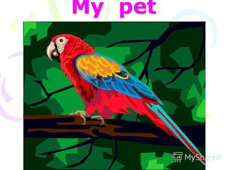 My pet My pet I have a pet. He is a par- rot. His name is Kesha. My pet is five. He is red, blue and yellow. My parrot is big. I teach him to talk. My.