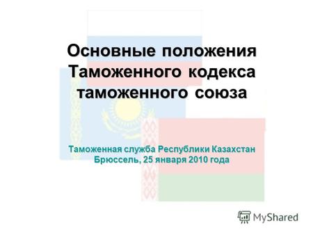 Основные положения Таможенного кодекса таможенного союза Таможенная служба Республики Казахстан Брюссель, 25 января 2010 года.