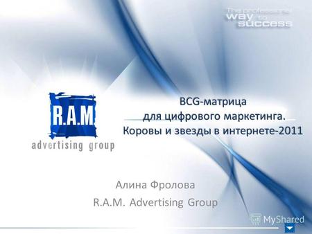 BCG-матрица для цифрового маркетинга. Коровы и звезды в интернете-2011 Алина Фролова R.A.M. Advertising Group.