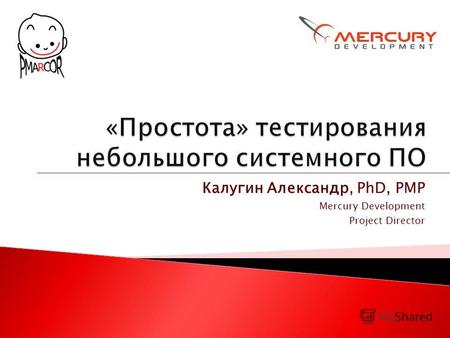 Калугин Александр, PhD, PMP Mercury Development Project Director.