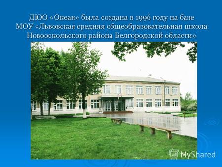 ДЮО «Океан» была создана в 1996 году на базе МОУ «Львовская средняя общеобразовательная школа Новооскольского района Белгородской области»