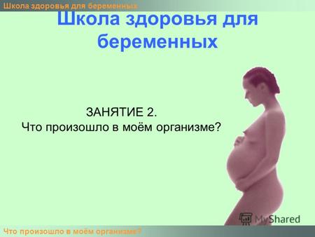 Школа здоровья для беременных Что произошло в моём организме? ЗАНЯТИЕ 2. Что произошло в моём организме?