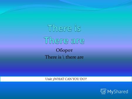 Оборот There is \ there are Unit 3WHAT CAN YOU DO?