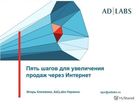 Пять шагов для увеличения продаж через Интернет Игорь Клименко, Ad|Labs-Украина igor@adlabs.ru.