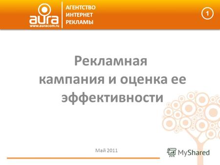 Рекламная кампания и оценка ее эффективности www.auracom.ru АГЕНТСТВО ИНТЕРНЕТ РЕКЛАМЫ 1 Май 2011.