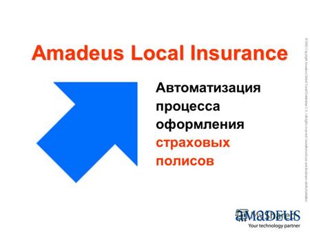 © 2005 Copyright Amadeus Global Travel Distribution S.A. / all rights reserved / unauthorized use and disclosure strictly forbidden Автоматизация процесса.