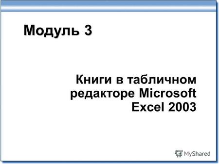 Модуль 3 Книги в табличном редакторе Microsoft Excel 2003.