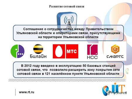 Www.rt.ru 1 Развитие сотовой связи Соглашение о сотрудничестве между Правительством Ульяновской области и операторами связи, присутствующими на территории.