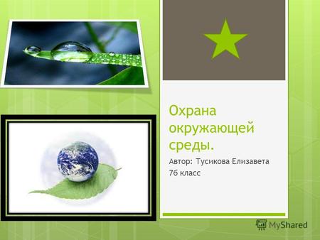 Охрана окружающей среды. Автор: Тусикова Елизавета 7б класс.