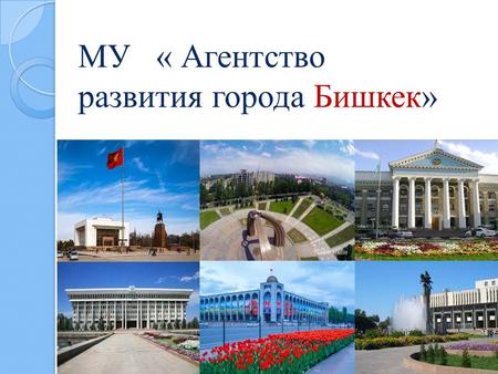 МУ « Агентство развития города Бишкек». Общие положения Агентство развития города Бишкек(АРГ) муниципальное учреждение, образованное в 2010 году. Агентство.