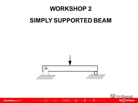WORKSHOP 2 SIMPLY SUPPORTED BEAM. WS2-2 NAS120, Workshop 2, May 2006 Copyright 2005 MSC.Software Corporation.